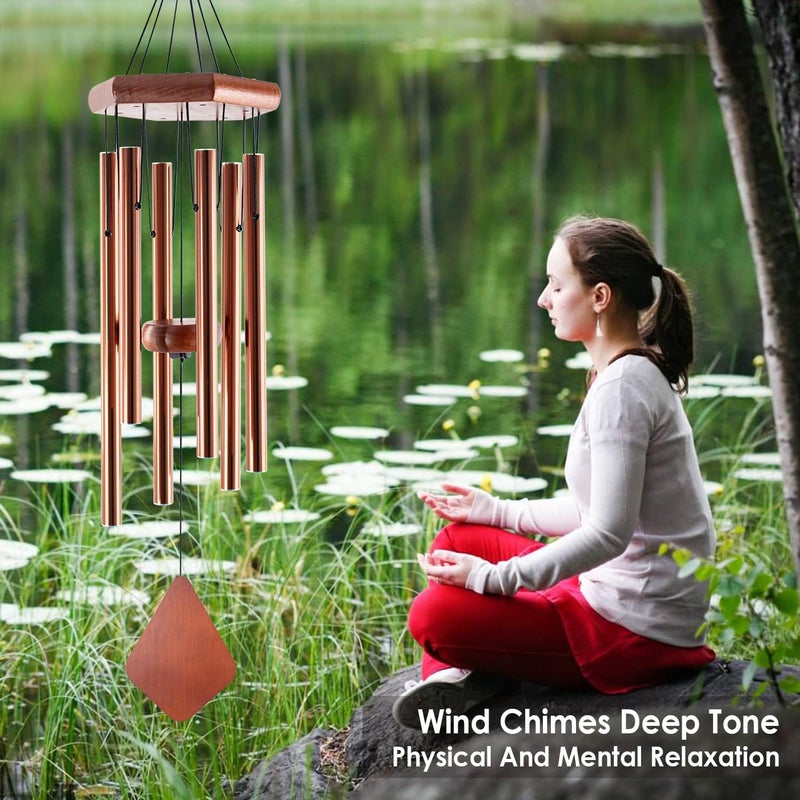 Howarmer Small Bronze Wind Chimes - 28 Inch Outdoor Tuned Melody, Sympathy Gift for Mom/Housewarming, Outside Decoration - Image 5